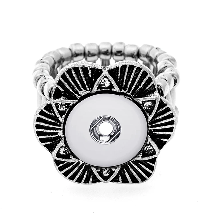 15pcs 12mm Snap Jewelry Rings Elastic Adjustable Vintage Metal Mini Snap Button Ring Women Interchangeable Buttons Jewelry