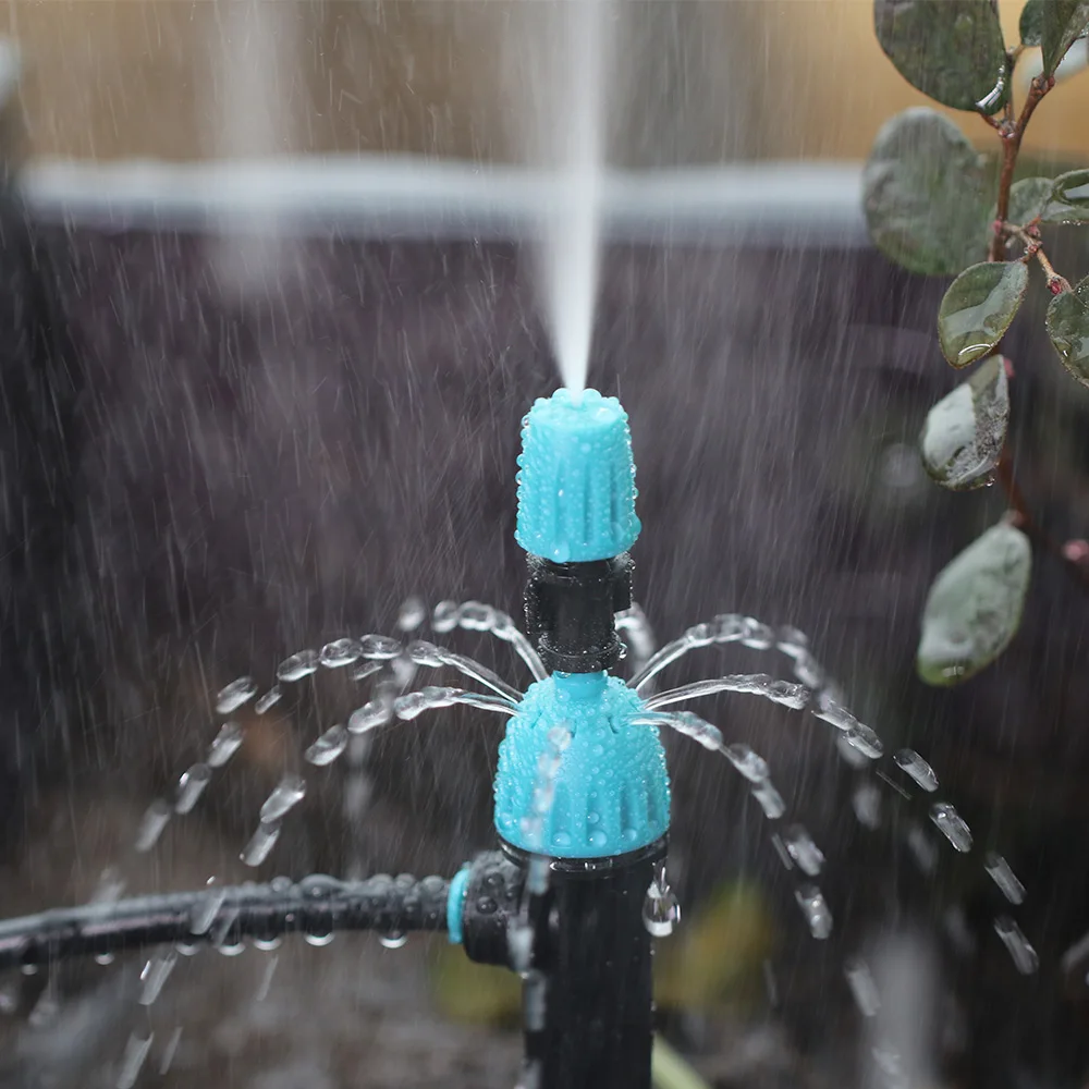 2-IN-1 Drop Mist Nozzles Adjustable Flow 1/4 4/7mm Barb Connectors Garden Irrigation Accessories
