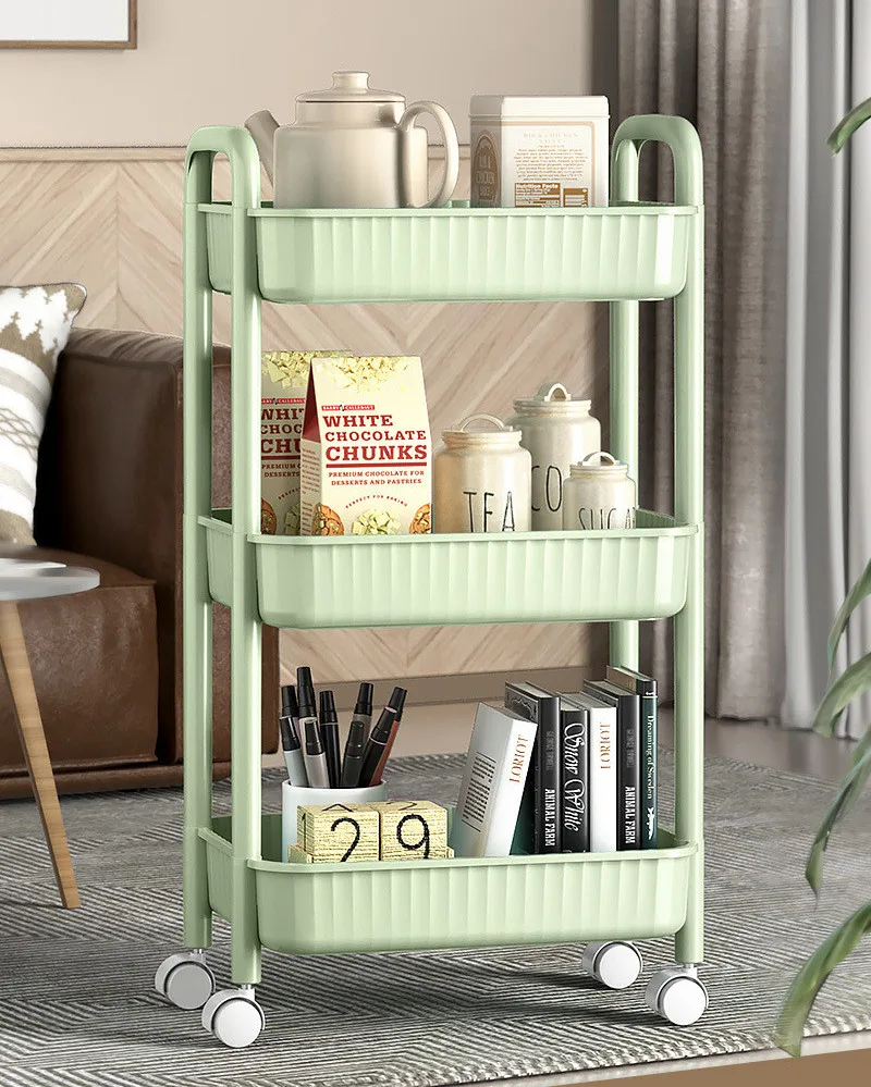 

Trolley Rack Household Removable Kitchen Seasoning Bottle Fruit and Vegetable Cutlery Storage Rack Snack Sundry Organizer