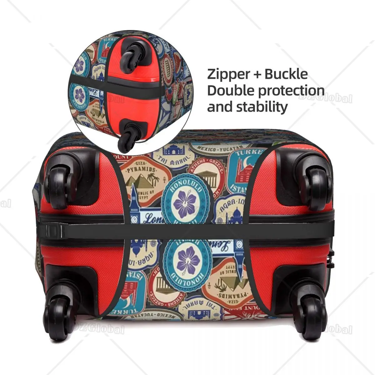 Landmark Sticker Travel Luggage Cover Suitcase Protector Fits 18-32 Inch Luggage