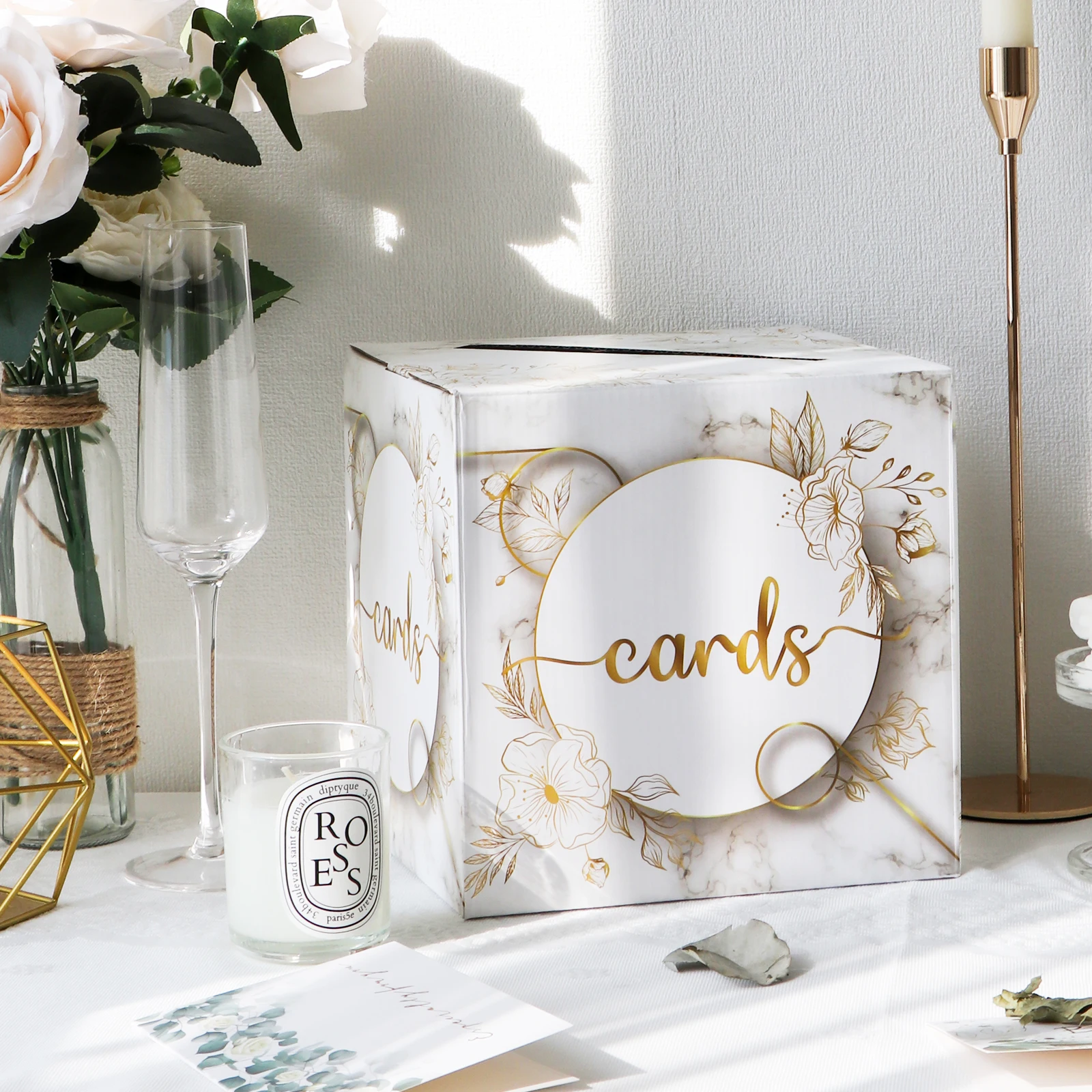Wedding card box paper marble novel style portable suitable for weddings event decorations etc store event money and items wooden gift card boxes acrylic card box