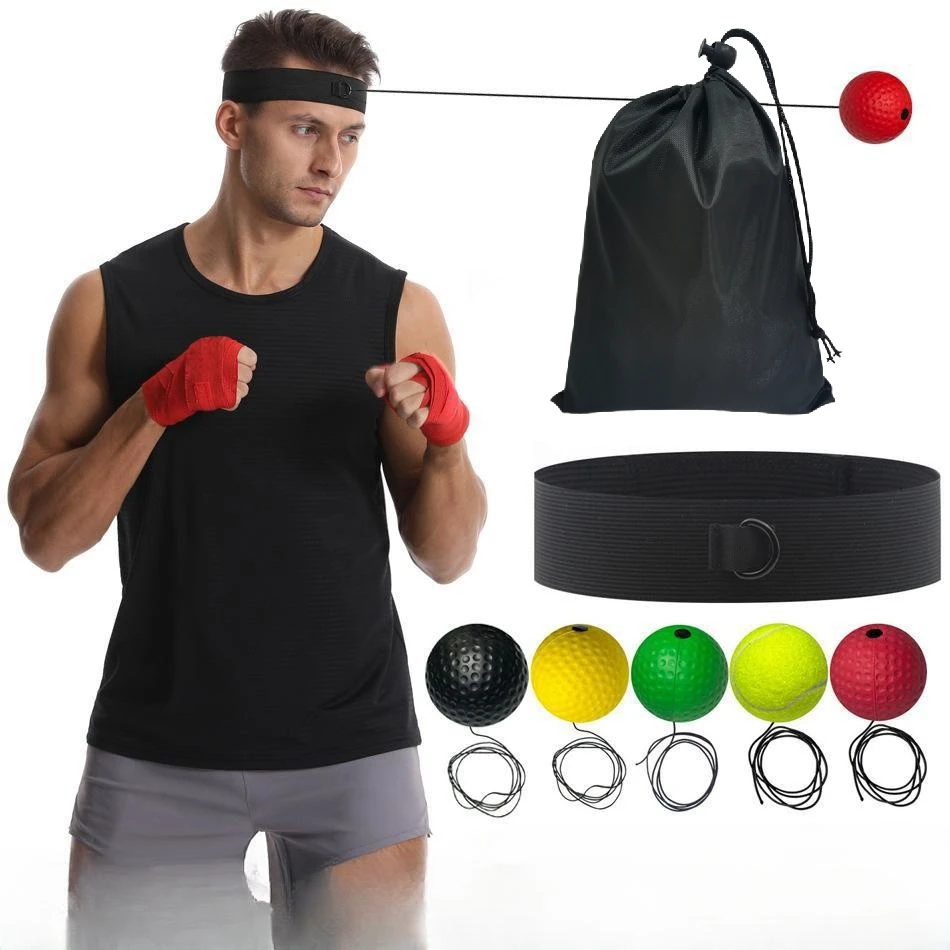 Boxing Magic Ball Reflex Speed Training With Headband Punching Balls Hand Eye Coordination Fitness Martial Arts Gym Muay Thai