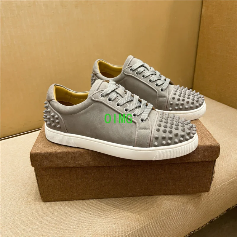 2023 New Luxury Shoes, Red Bottom Shoes, Men's Shoes, Rivets, Low-top  Leather, All-match Casual Sneakers Man Shoes - Leather Casual Shoes -  AliExpress