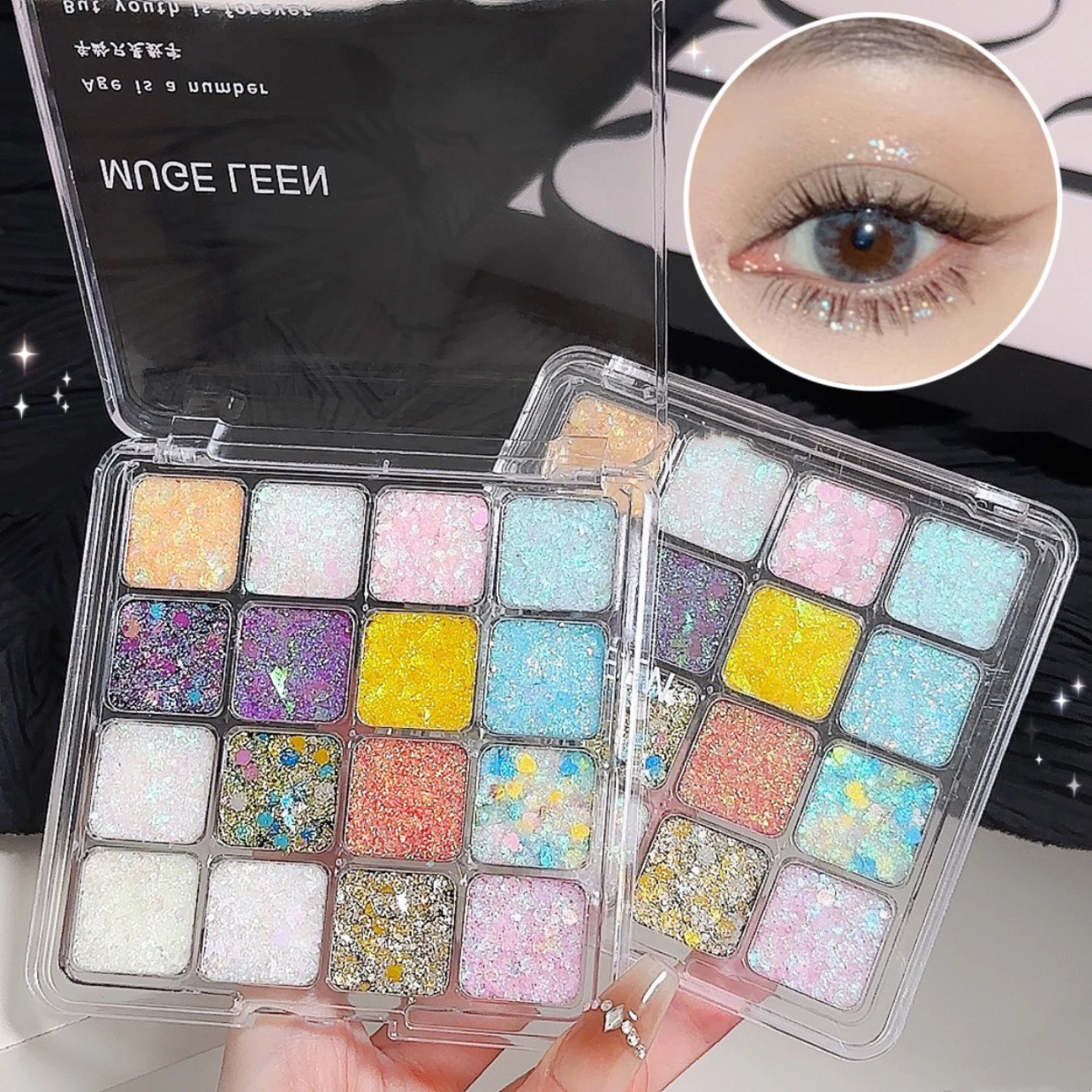 Shiny Sequins Flakes Eyeshadow Palette Self Adhesive Glitter Gel Hair Body Nail Blue Pink Yellow Sequin Gel Makeup Decoration 3
