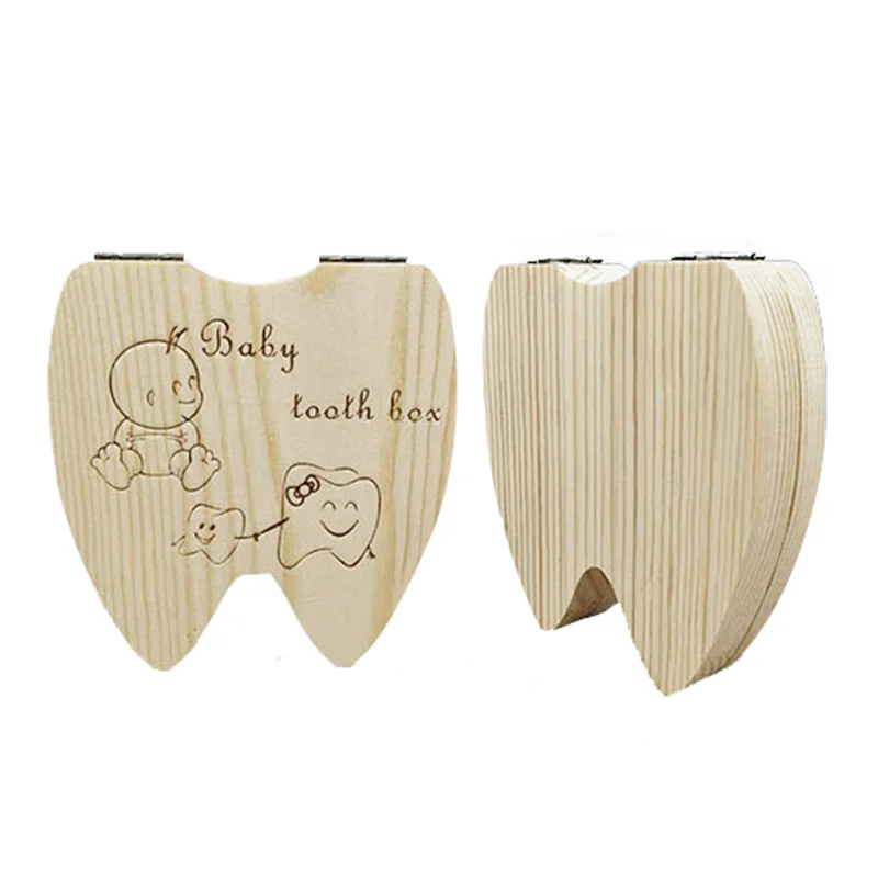 Baby Tooth Box Wooden Storage Case for Boys Girls Teeth Souvenirs