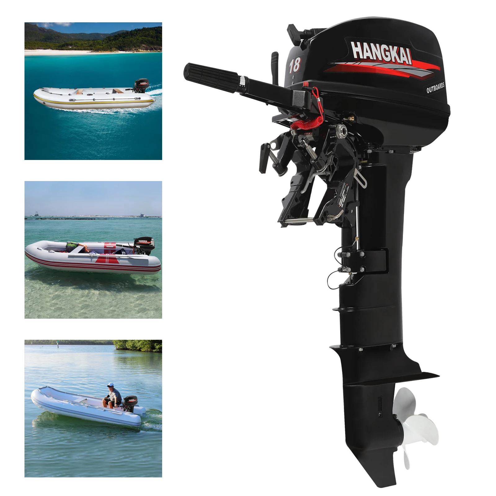 

18HP 2-Stroke Outboard Motor Engine Fishing Boat Motor Durable Aluminum Alloy Construction Long shaft for Superior Corrosion