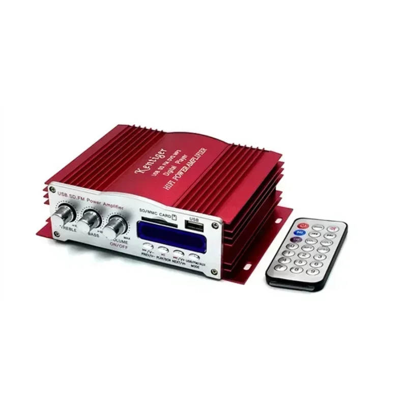 3001 4채널 앰프 (리모컨, USB/SD 카드 플레이어, FM 라디오, 12V5A 전원 어댑터 및 AUX 케이블 옵션 포함)