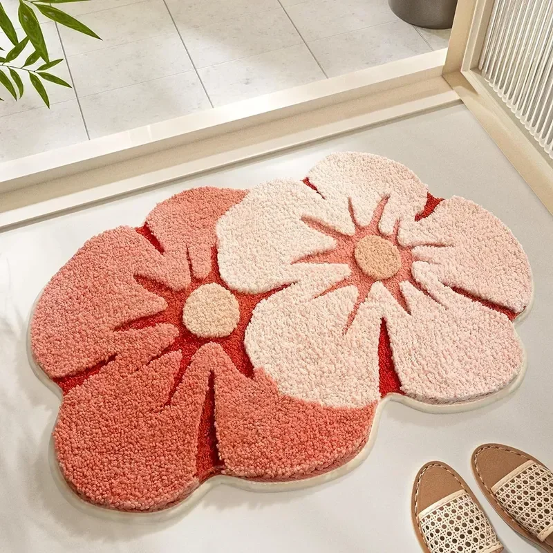 

Bath Flower Mat Для Коврик Ванной Shaggy Bathroom Tufted Mats Rugs Inyahome Microfiber Carpets Fluffy Cute Luxury Thick Shaped