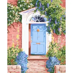 RUOPOTY Painting By Numbers Kits Door Landscape With Frame DIY Craft Unique DIY Gift For Home Decors 40x50cm