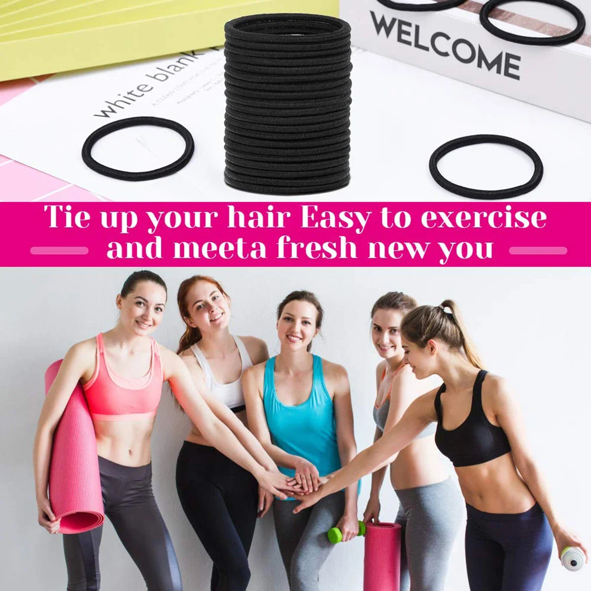 Black elastic hair ties for baby hair