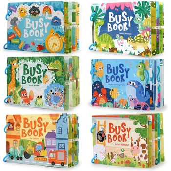 Home montessori baby busy book my first quiet book paste early learning education ty children toy matching game for babies 2 3 years