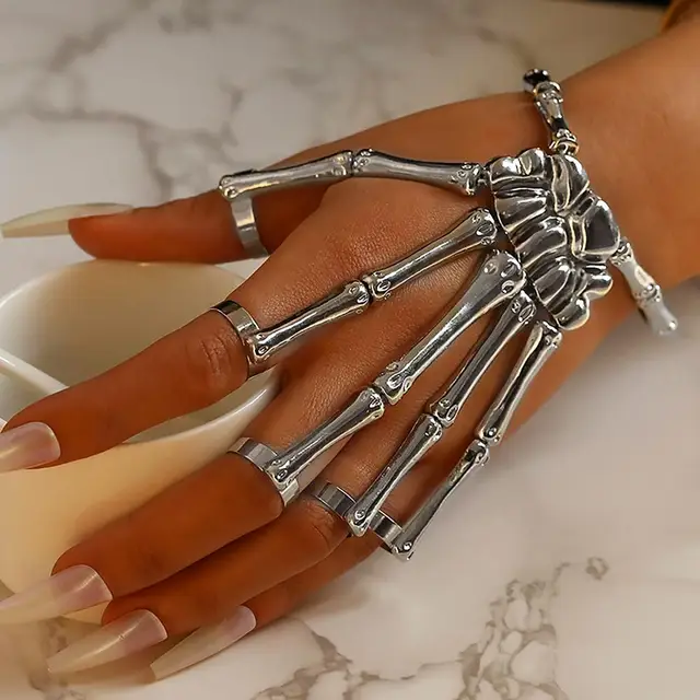 Punk Gotico Argentato Fantasma Teschio Nocca Armatura - Foto 3