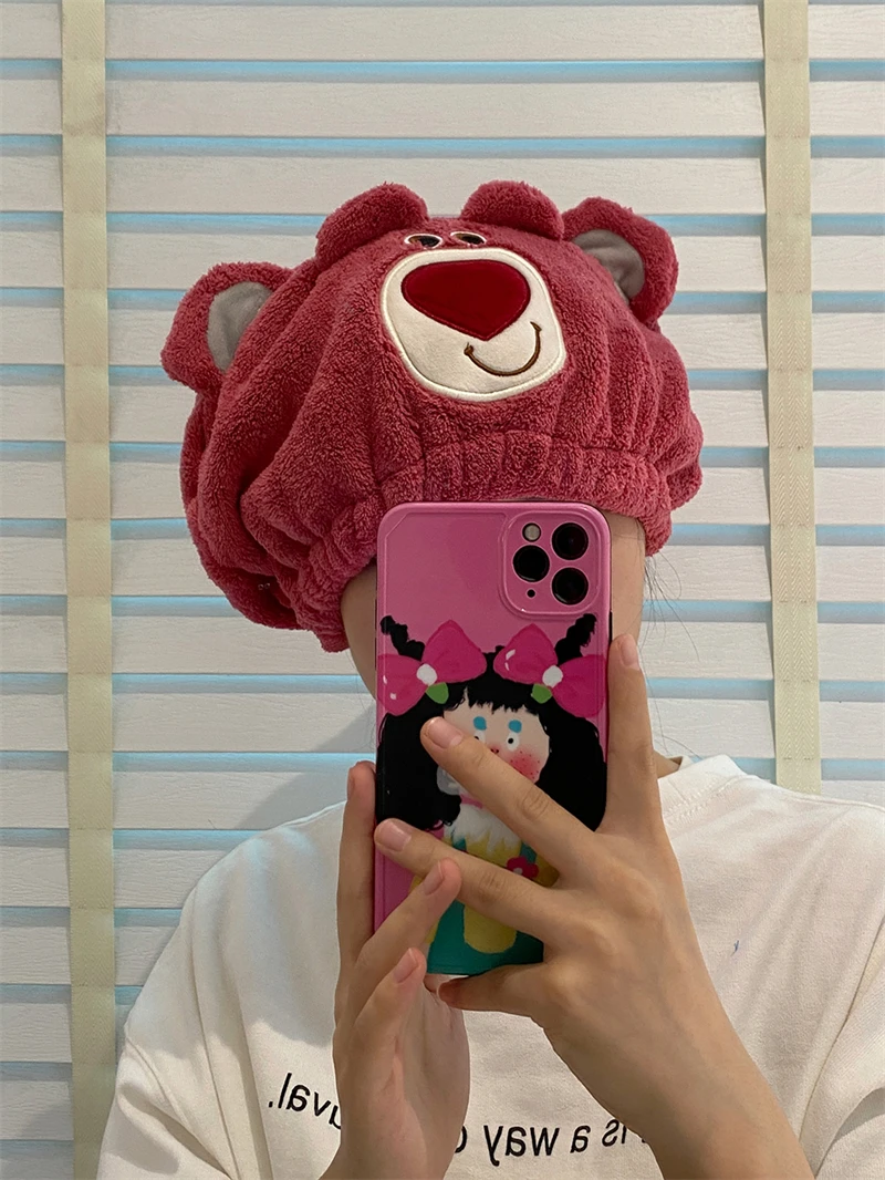Description Picture 6 of itemSanrio Lovely Hair Towel Kuromi My Melody Pochacco Stitch Dry hair cap Cartoon Anime Coral Fleece Quick-Dry Bathroom