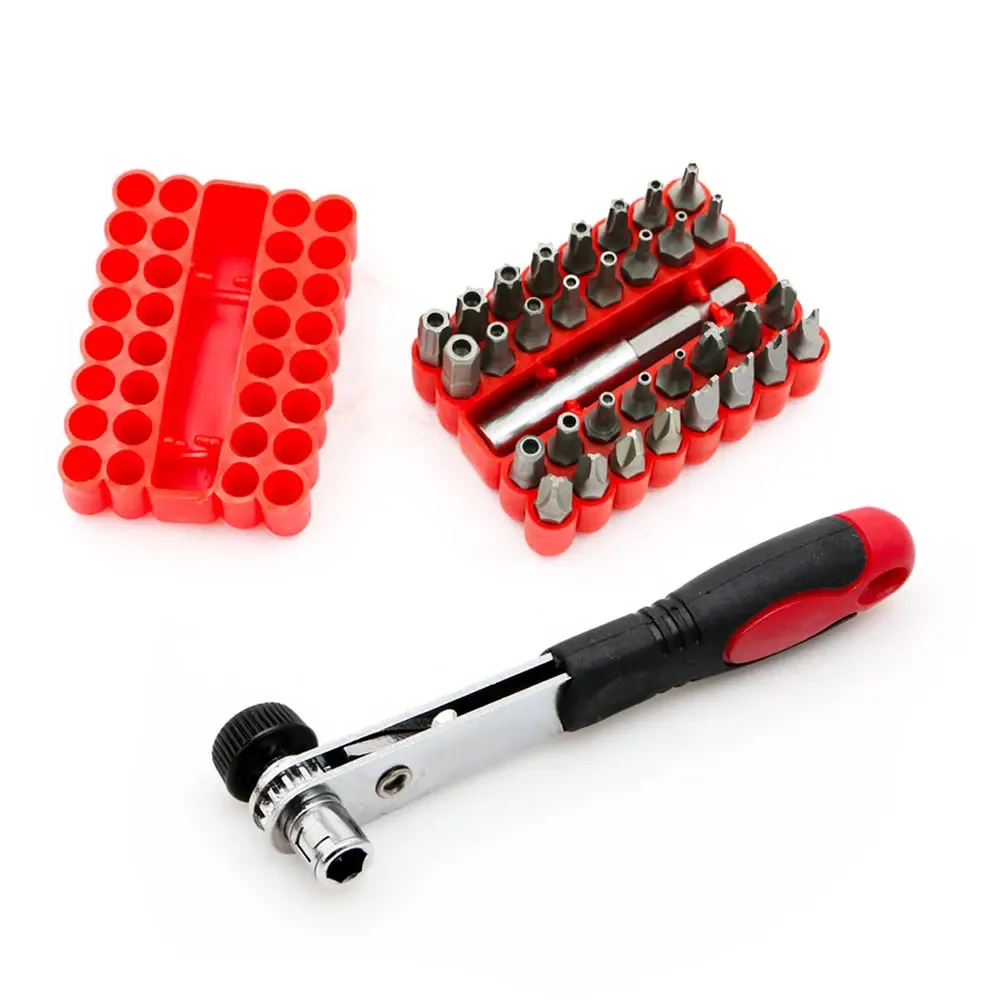 

Security Tamper Proof Bit Set with Ratchet Wrench 33Pcs Torq Torx Hex Star Spanner Tri Wing Screwdriv Magnetic Holder