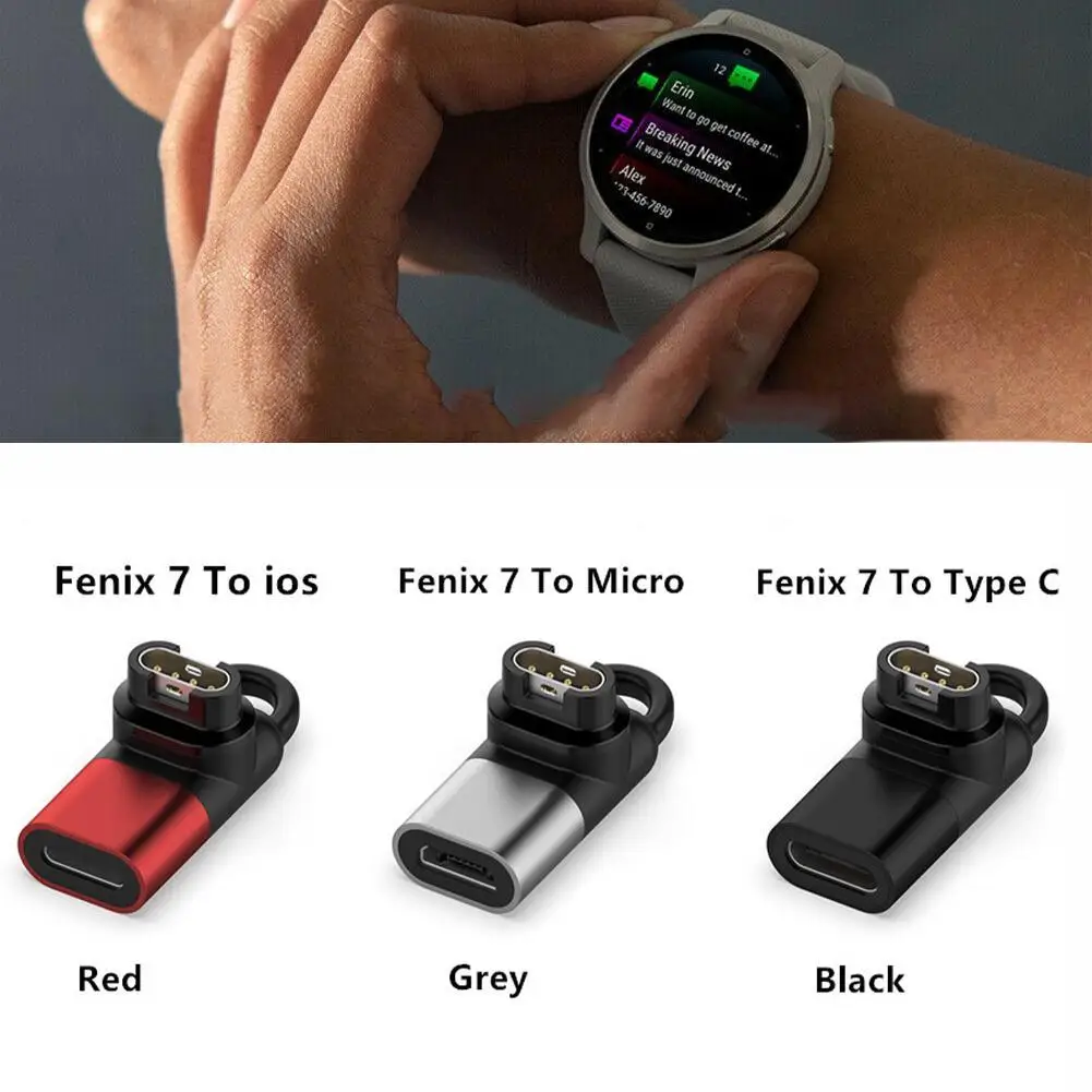 

Type-C/Micro/ios USB Female to 4pin Charger Adapter for Garmin Fenix 7/6/5 instinct 2S Venu 2 plus EPIX Watch Charging Conv C1D0