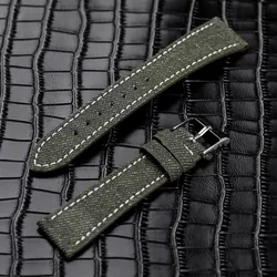 Cinturino in pelle denim morbido fatto a mano - blu, verde e marrone con chiusura rapida