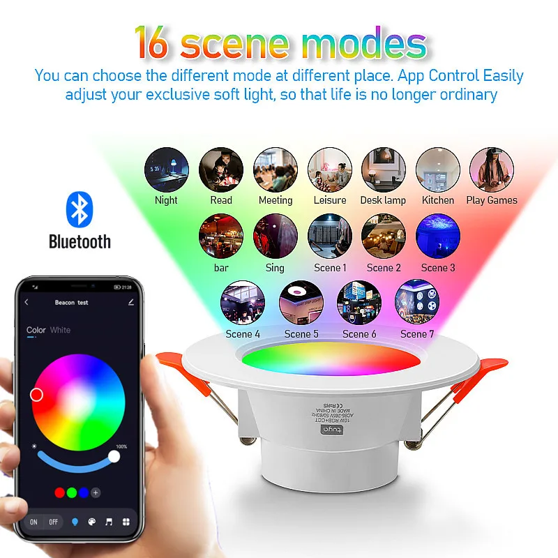 LED Downlight TuYa Dimmable AC85-265V 10W 15W Intelligent Graffiti Control Voice APP RGB CW Full Color Spot Ceiling Recessed led downlight recessed ceiling spotlight