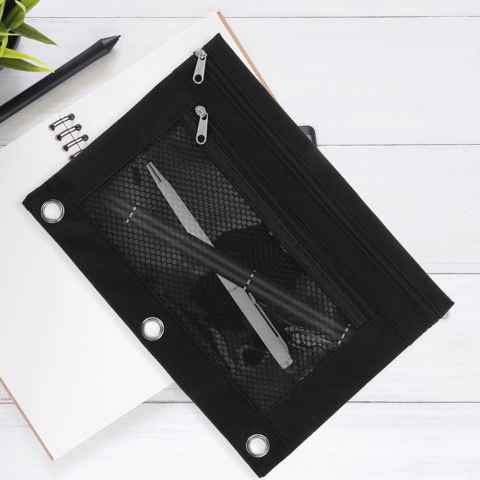 

Binder Pocket Mesh Pencil Pouch Binder Pen Bag Cloth File Bag Zipper Binder Pouch for Pen
