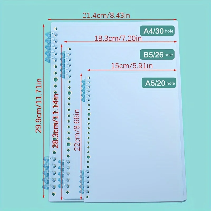 30개 모란디 컬러 5홀 분할형 바인더 클립, DIY 루즈리프 보관용, 간편 플라스틱 노트 페이지 고정기