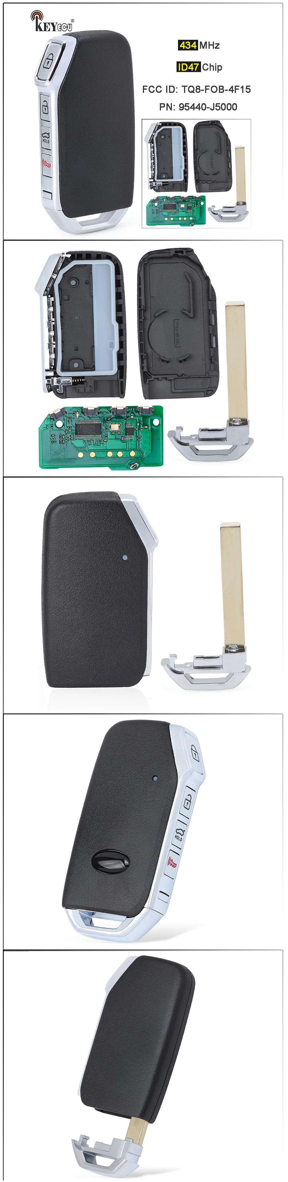 Keyforkess 433MHz ID46 Chip FCC ID: 95440-3W600 di Ricambio 3 Tasto del Telecomando Chiave Dell'automobile di Chiave Auto Chiave A Distanza Fob per Kia K5 Sportsge - Sfbabd3b39612432a82b325182dafa440Q