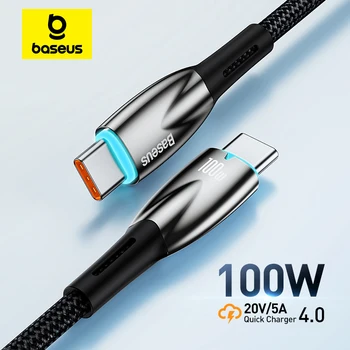 Baseus PD 100W USB C 타입 케이블, 아이폰 15 플러스용 USB C 고속 충전 충전기 와이어 코드, 샤오미 포코 리얼미 화웨이 삼성용