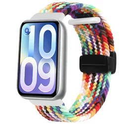 Braided Nylon Magnetic Buckle Wristband - Sport Bracelet Belt - Miband 10 pro (10 Official Rainbow)