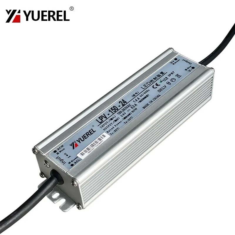 IP67 LPV 100W 120W 150W Outdoor Waterproof Switch Power Supply 240VAC 180VAC to 12V 24V DC LED Outdoor Transformer