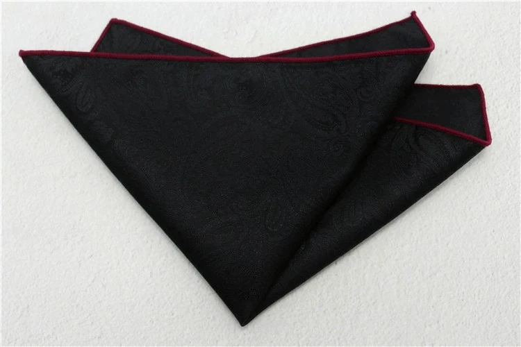 Classic Pasiley Pocket Square Mens Formal Business Black White Handkerchief Wedding Party Suit Accessories Daily Neckwear Cravat