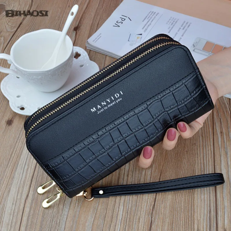 Women's Long Wallet Clutch Bag Large Capacity Double-layer Wallet Mobile Phone Bag Mobile Phone Bag Double Zipper Money Clip
