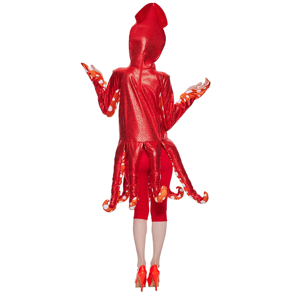 Funny Family Squid Costume Red Octopus Sponge Jumpsuits For Parent And Child Halloween Animal Costumes Carnival Fancy Dress cosplay costume