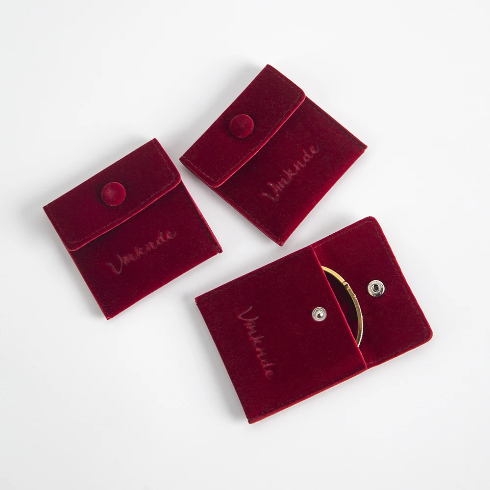100 Stück individuelles Logo Wein Samt Schmuckbeutel Mini Wildleder Samt Flanell Geschenkbeutel mit Knopf personalisiertes geprägtes Drucklogo – Detail 4