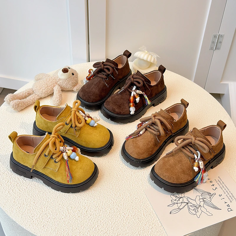 Girls Princess Leather Shoes 2025 New Autumn Toddler Mary Jane Flats Soft Sole Breathable Simple Retro School Performance Shoes