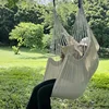 1pc Leisure Fabric Hammock Chair Outdoor Swing Chair Hammock Dormitory Hammock Chair Anti Rollover Hammock(With Storage Bag 1