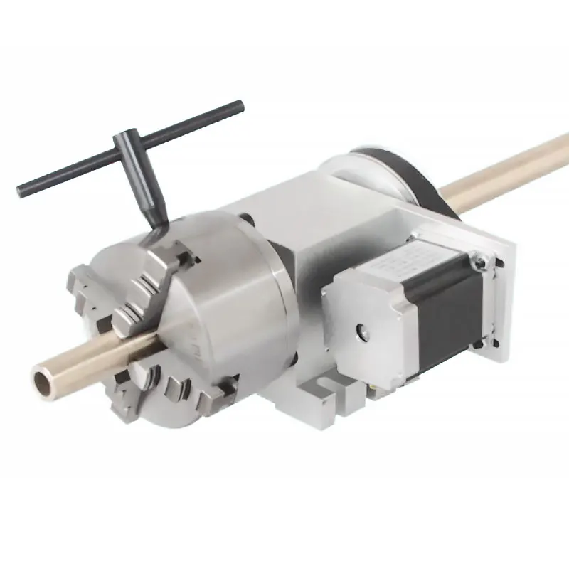 Chuck K11-130 3 Jaw / K12-130 4 Jaw with Nema34 Stepper Motor CNC Indexing Head Through Hole Diameter 30mm A-axis Rotating Axis