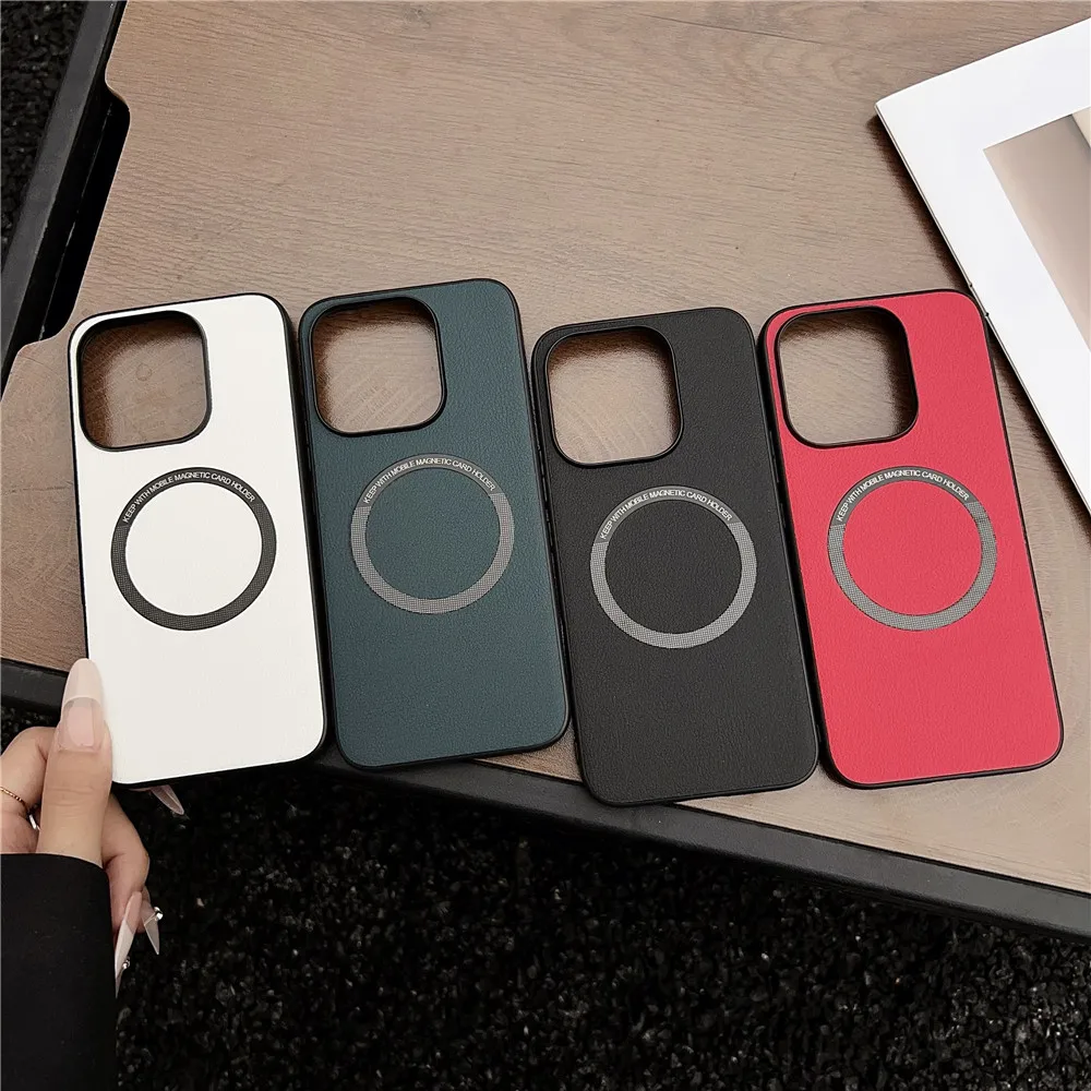 Luxury PU Leather Magnetic Wireless Charging Case - Soft Back Cover