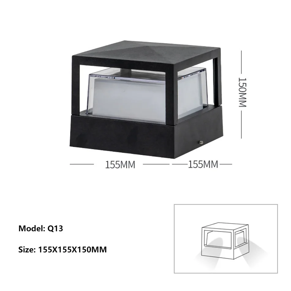 LED Pillar Lamp Waterproof Aluminum Acrylic Outdoor Garden Path Lawn Light Landscape Column Light Garden Porch Stigma