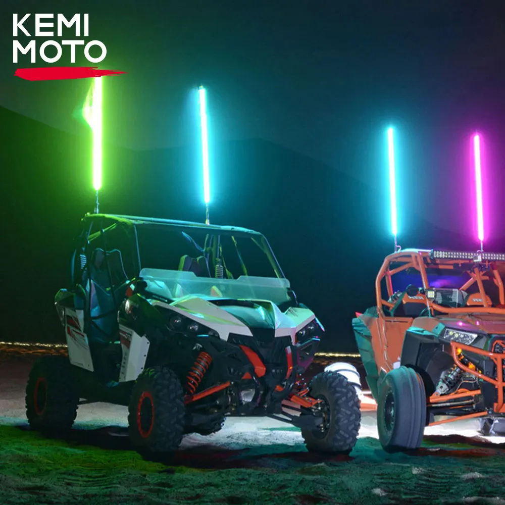 KEMiMOTO UTV 3ft Spiral LED Whip Light for Side by Side APP Remote Control Compatible with Polaris RZR for Can-Am Maverick X3