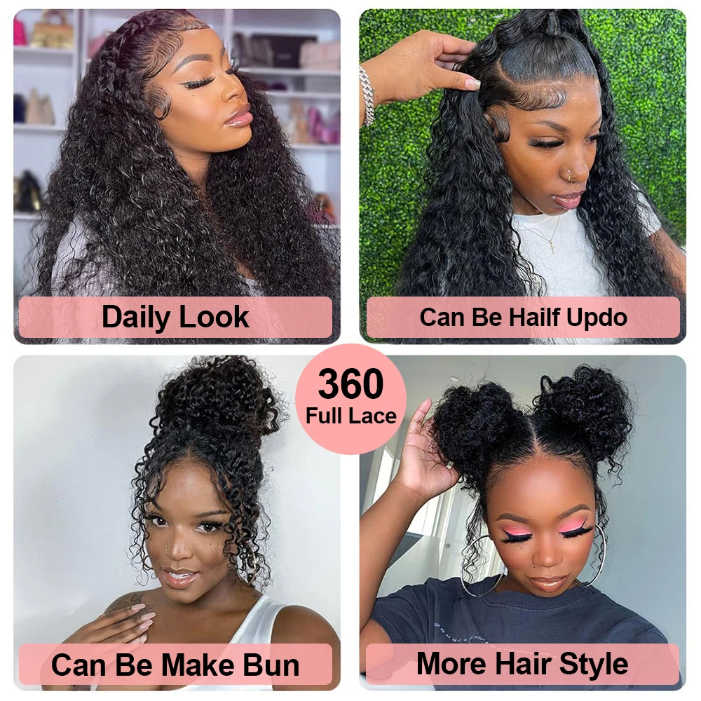 Snwprin 360 HD Full Lace Curly Human Hair Wig