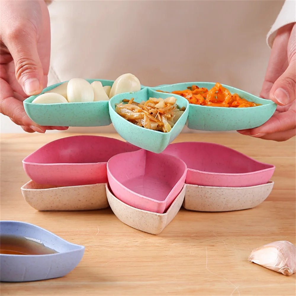 Plastic Dinner Plates Divided Dish In 3 Diet Reusable Round 3 Portion Compartments Microwave Food Safe PP Kitchen Dinnerware