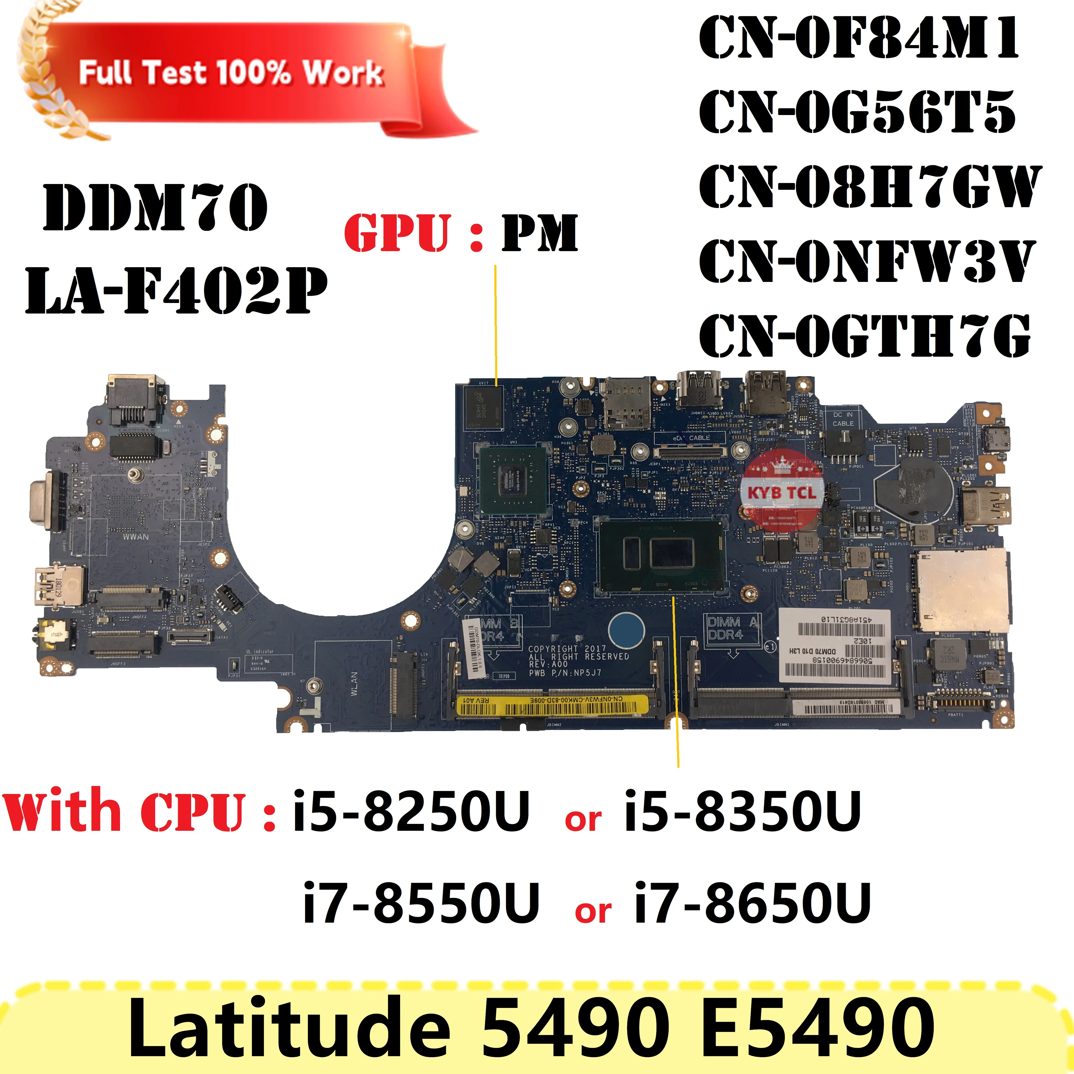 

DDM70 LA-F402P Материнская плата Dell Latitude E5490 5490 Материнская плата ноутбука CN-07DWXK 0HP2D6 0NFW3V 0MDR96 0G56T5 07DWXK Ноутбук