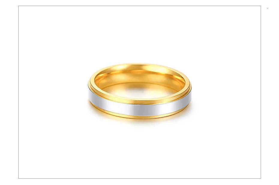 Vnox Goldfarbener Ehering-Ring für Damen und Herren, Edelstahl, für immer Liebhaber, Geschenke, Ring anillo – Detail 8