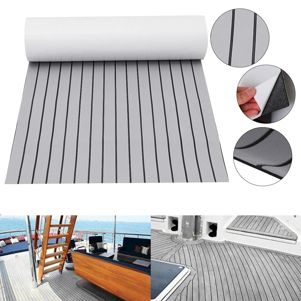 

240cmx90cmx6mm EVA Foam Faux Teak Boat Deck Mat Brown Decking Sheet Yacht Flooring Anti Skid Mat Self Adhesive Vehicle Pad