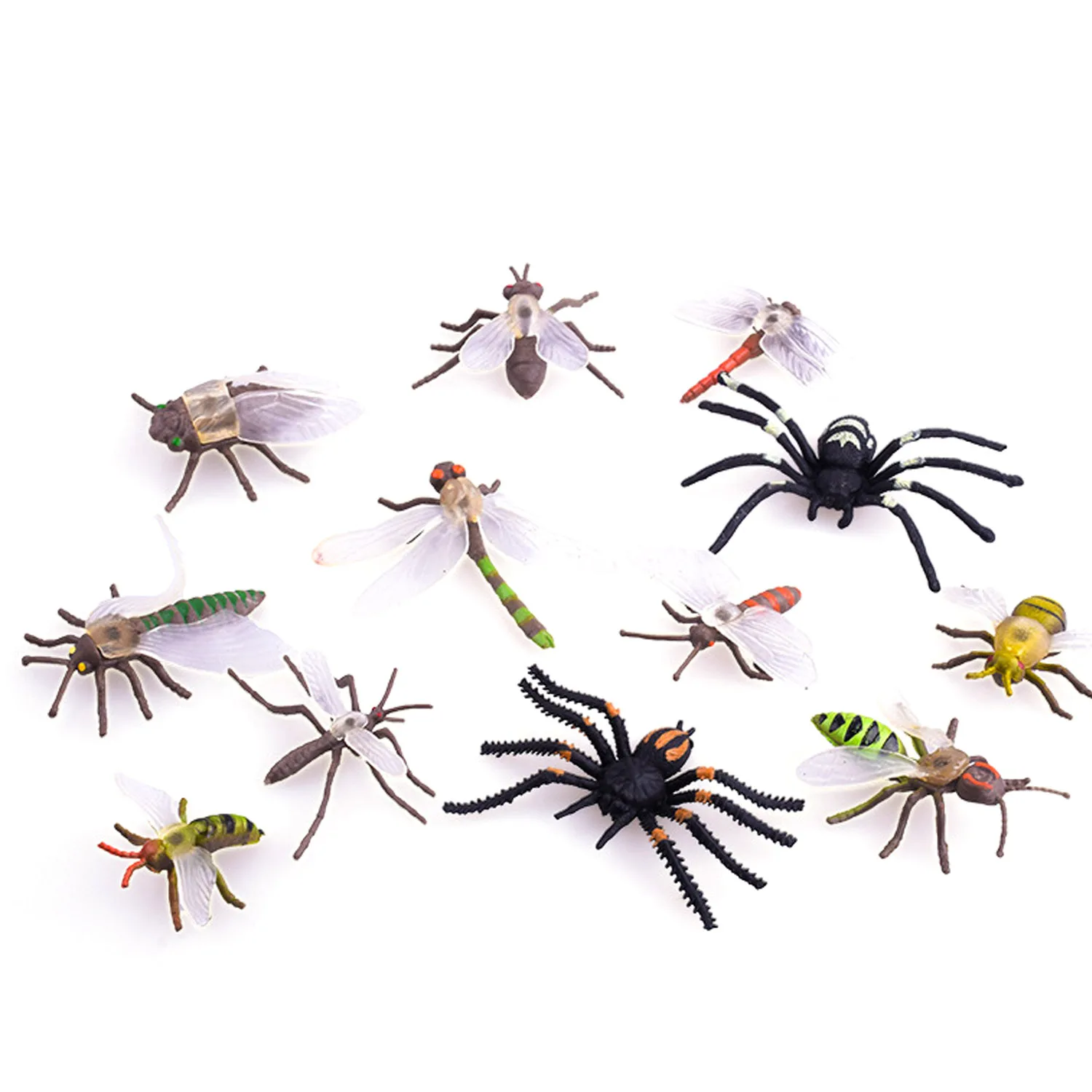 12PCS Simulation Plastic PVC Mini Insect Animals Models Spider Cockroach Beetle Grasshopper Dragonfly Ant Mantis Educational Toy 2