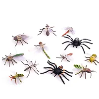 12PCS Simulation Plastic PVC Mini Insect Animals Models Spider Cockroach Beetle Grasshopper Dragonfly Ant Mantis Educational Toy 2