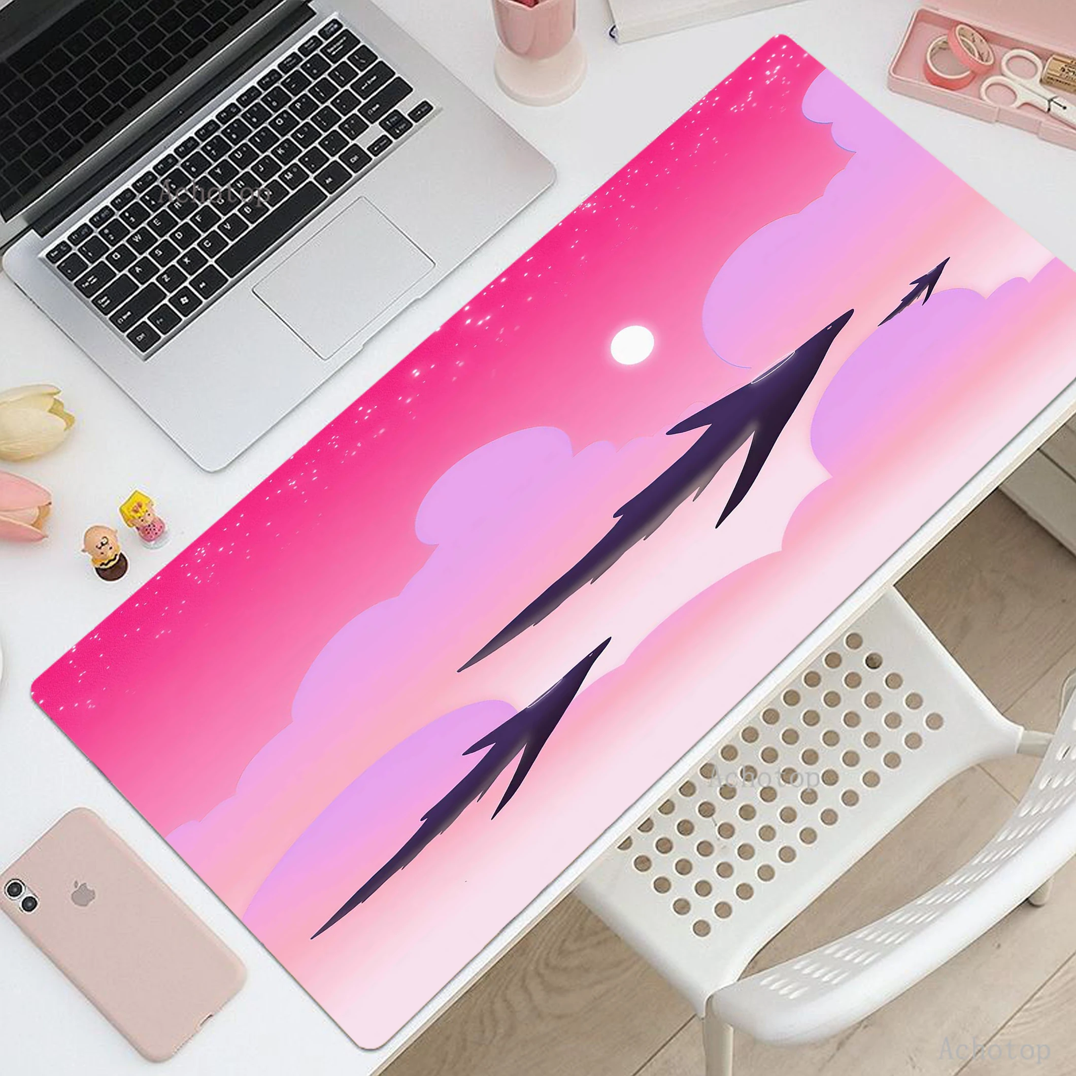 

HD Print Pink Sunset Mouse Pad Large Pc Keyboard Mouse Mat XXL Locking Edge Rubber Desktop Mousepad Anti-slip Table Carpet Pads