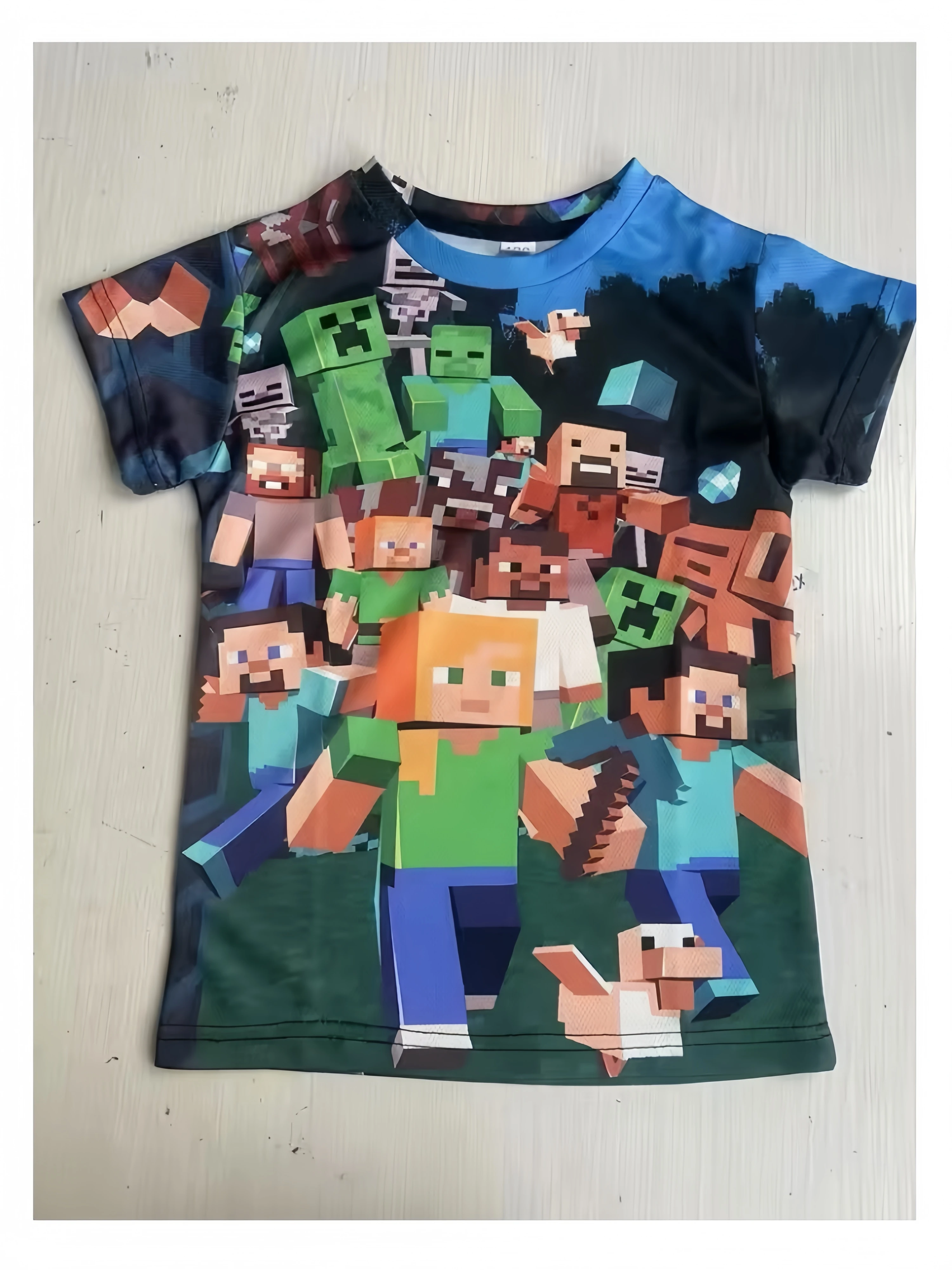 Uniqlo Minecraft 3D Printed Casual Tshirt Summer Cute Boys And Girls Building Block Building Cartoon Tee Popular Top inside out2 3