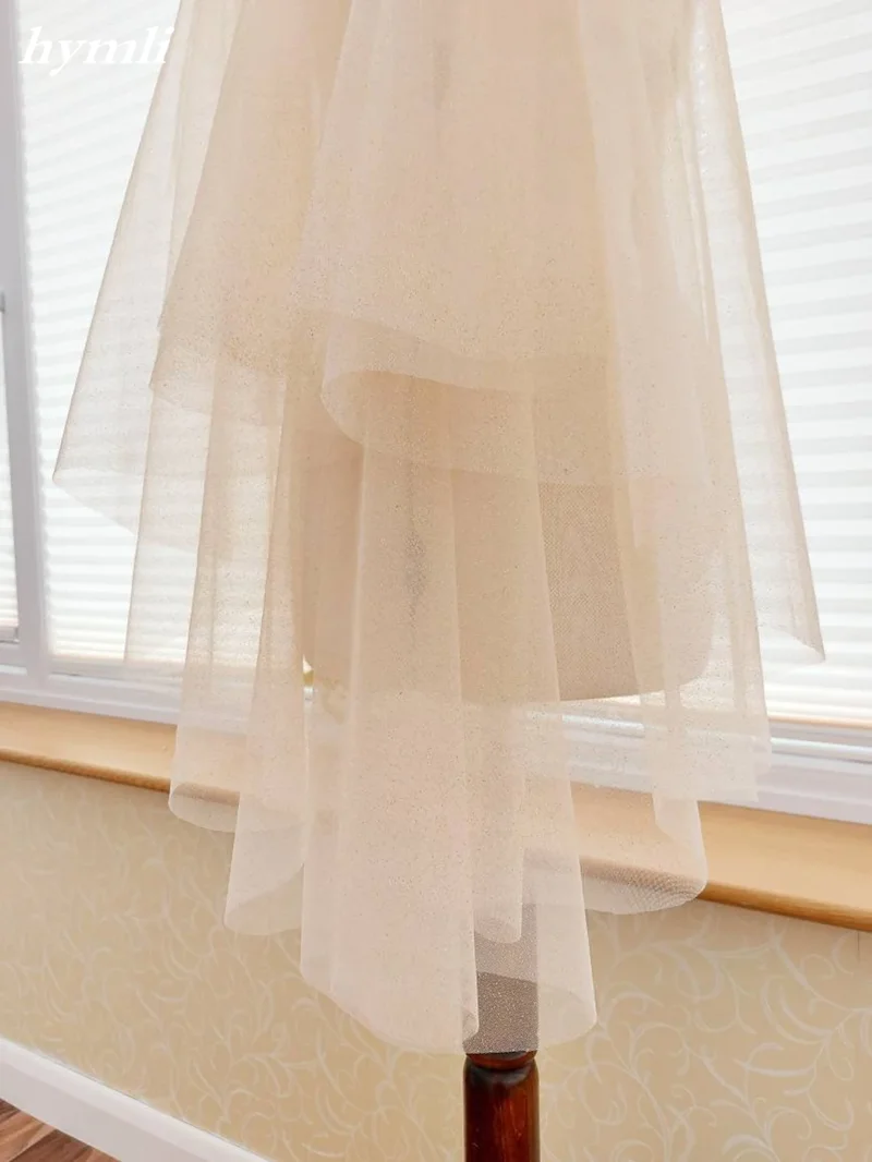 2 Tier Bridal Veil Cut Edge Champagne Glitter Wedding Veil