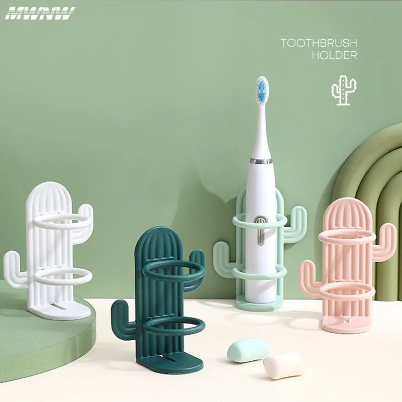 Toothbrush Holder Cactus Wall-mounted Electric Punch-free Razor Storage Shelf Organizer Bathroom Accessories bathroom storage rack wall mounted storage hook
