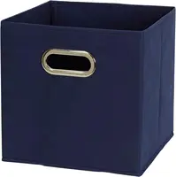 Household Essentials 81-1 Foldable Fabric Storage Bins Set of 6 Cubes with Handles  Navy Blue 1