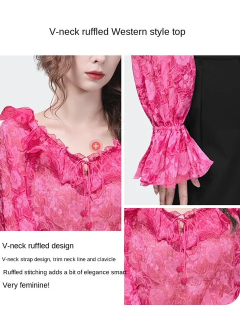 Funlingo Women's Summer Casual Blouses Petal Sleeve Dressy Chiffon